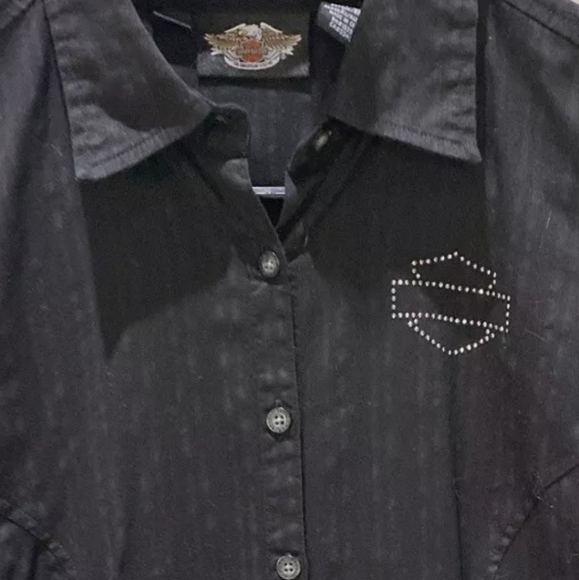 AUTH HARLEY DAVIDSON HD WOMENS LS BUTTON SHIRT. - Picture 6 of 13